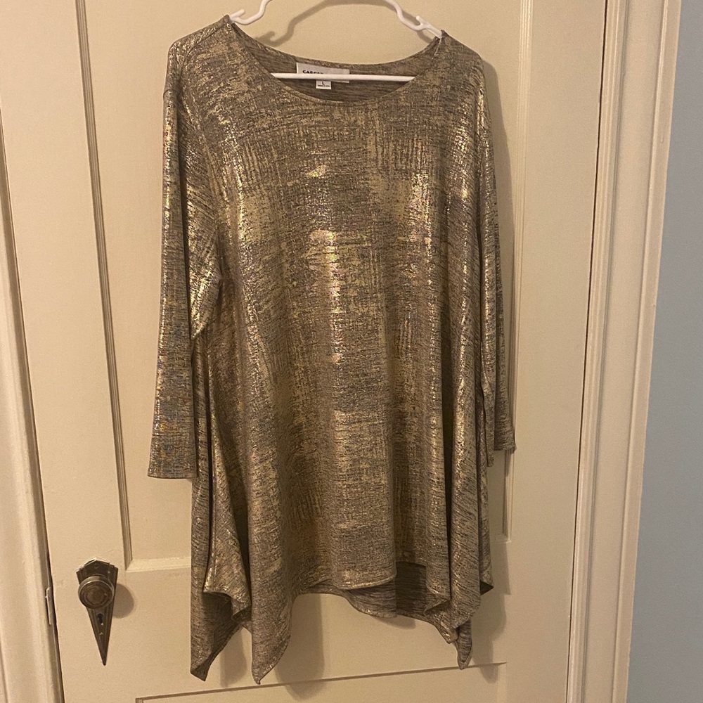 Metallic Gold Women's Swing Tunic Top